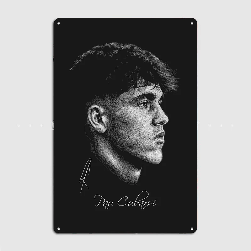 Pau Cubarsi Football Player Poster Metal Posters Living Sign Indoor Outdoor Room Decoration Home Bar Decor Wall Decor