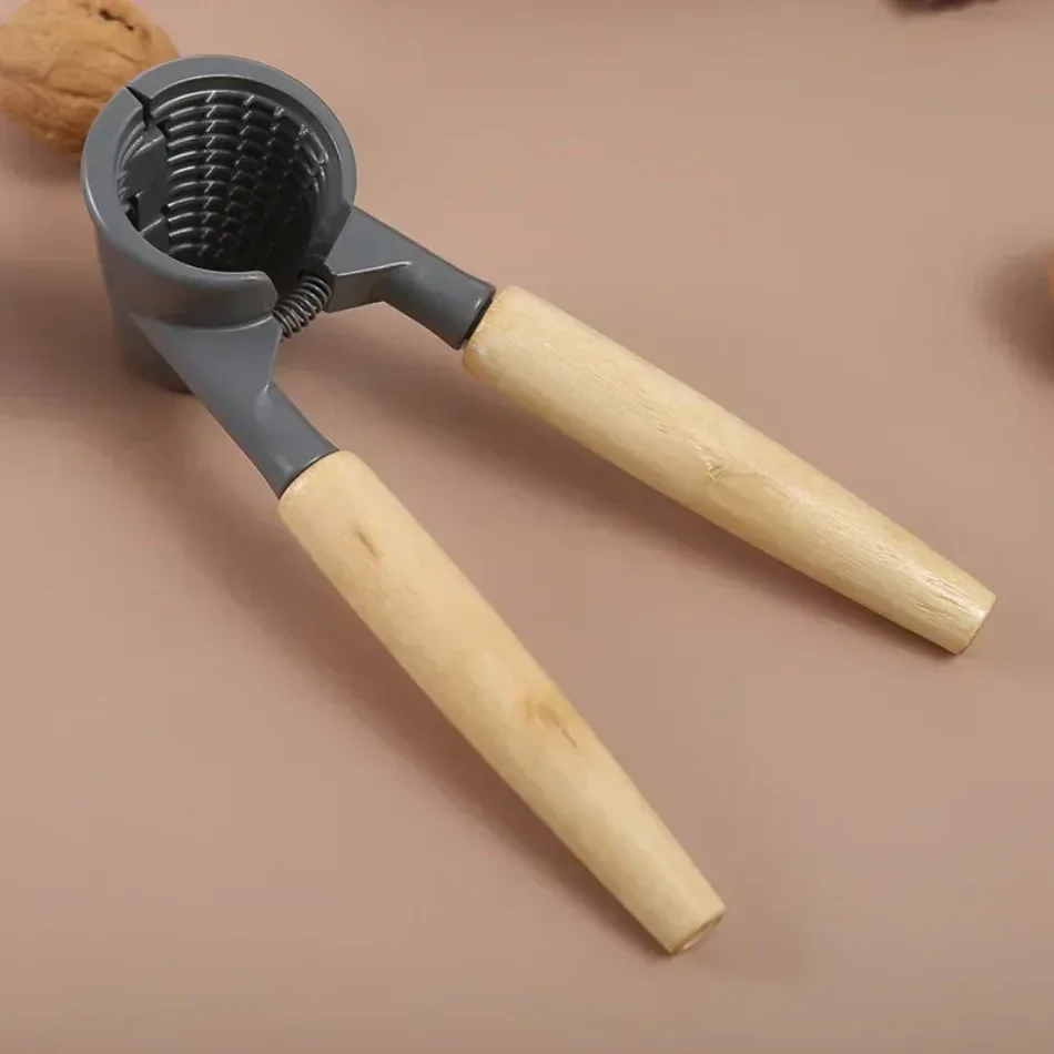 جديد الثقيلة الألومنيوم الجوز كسارة البندق مقابض الخشب أداة يدوية لفتح جراد البحر البقان المكسرات الجوز فتاحة الجوز المفرقعات