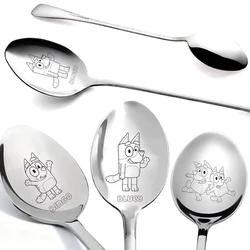 Cartoon Bluey Spoon Bingo Family Stainless Steel Ladle Home Food for Children Tableware Spoons Birthday Gifts Party Supplies