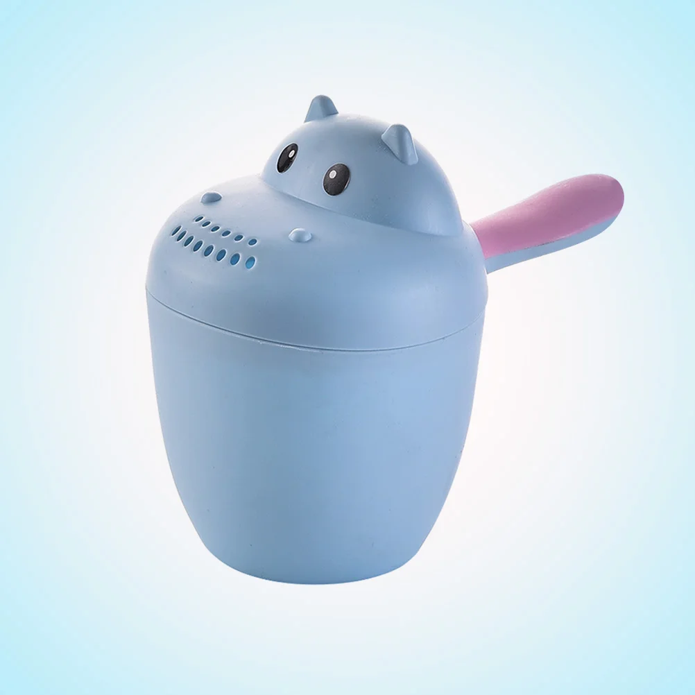 Tasse à shampoing en forme d'hippopotame pour enfants, bonnets de douche de bain pour bébé, jouets de bain de dessin animé, tasses et cuillères, cadeau d'anniversaire pour enfants, bleu