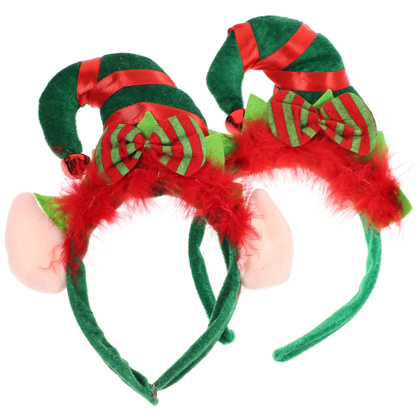

2pcs Christmas Hat Headband Elf Ear Hair Hoop Lightweight Kids Photo Prop Stage Performance Costume Party Holiday Accessory