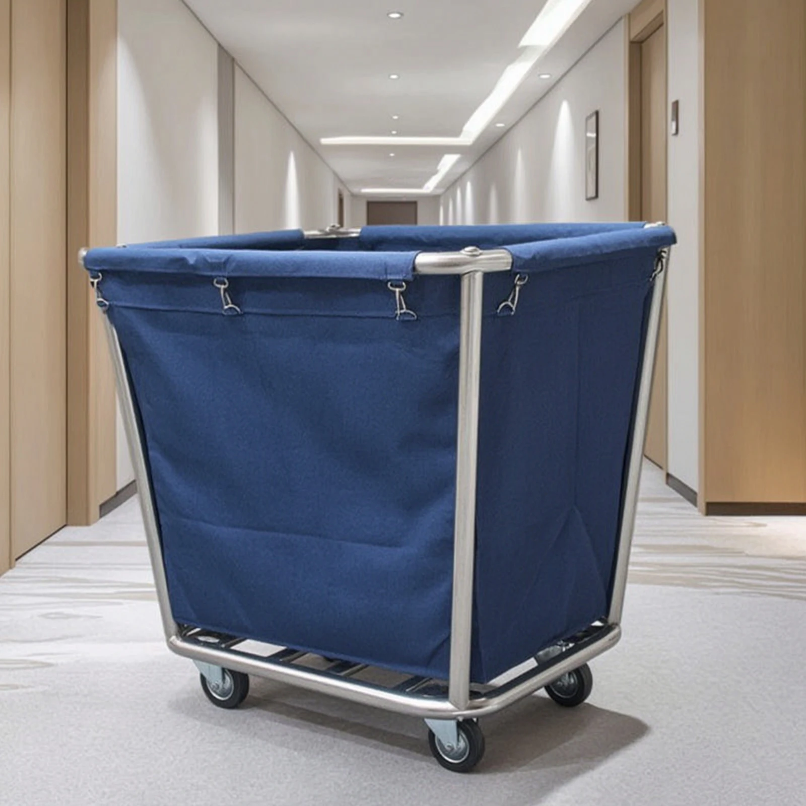 布製バッグ付きリネンカート、車輪付き業務用ランドリーカート、取り外し可能な大型ランドリーハンパー、ハウスキーピング担当者向け