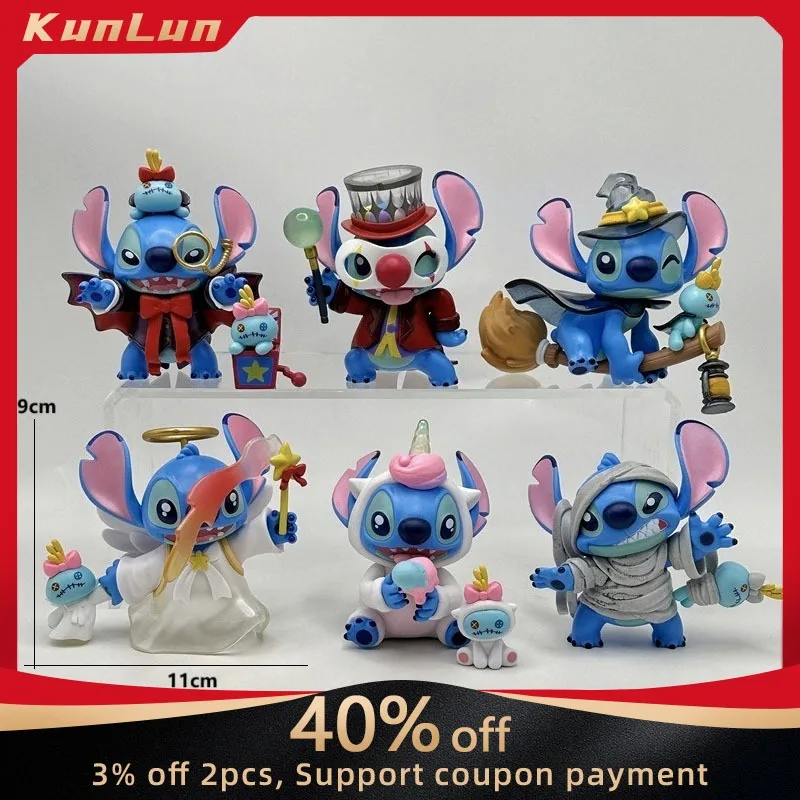 

6Pcs/Set Cute Disney Stitch Action Figures Weird Diary 1.0 & Wacky Diary 2.0 Collectible Anime Model Decor Ornaments Gift Toys