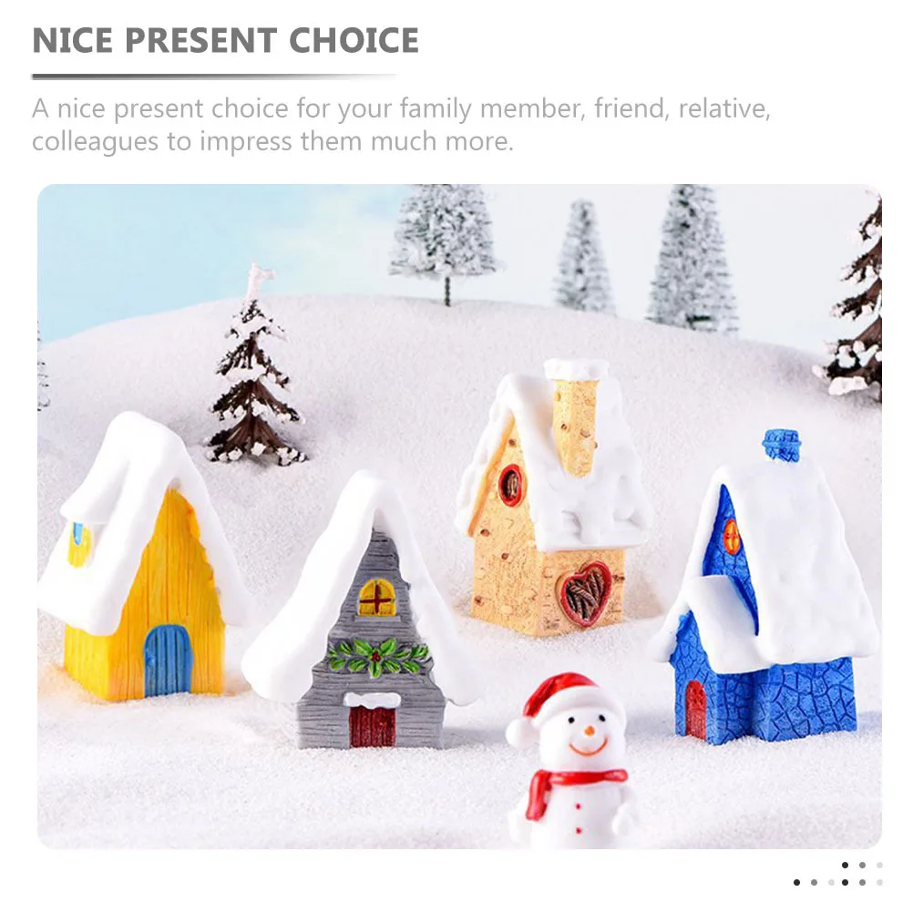 

7Pcs Xmas Miniature Decor Resin Craft Christmas Village Small Adornments Holiday Table Centerpiece Festival Decor