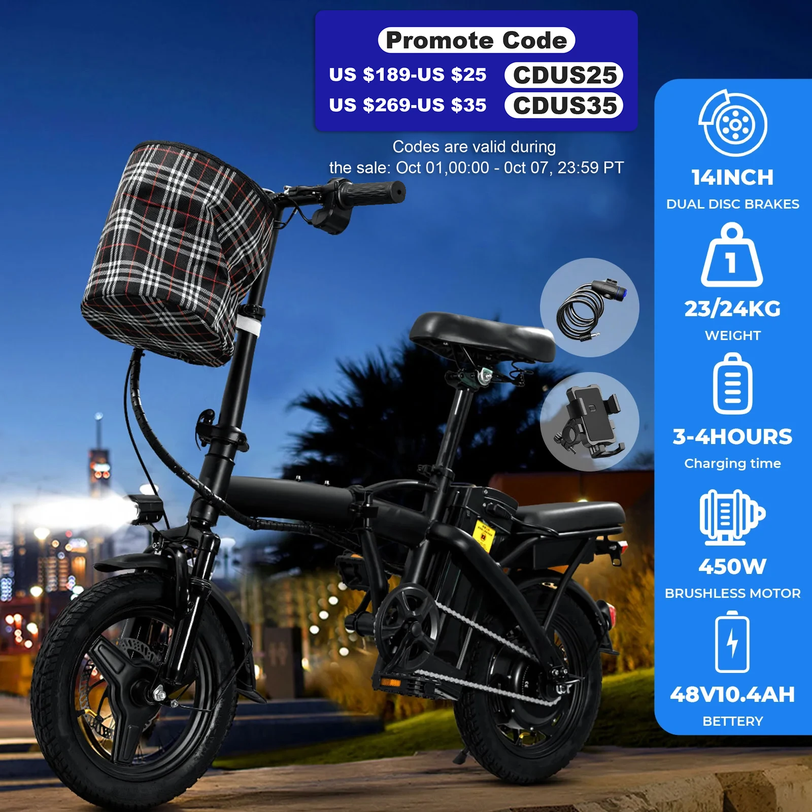 

Adult Electric Bicycle 450W Brushless Motor,20 Mph Folding Electric Bicycle, Mini Electric Bicycle Motor For Adults And Teenager