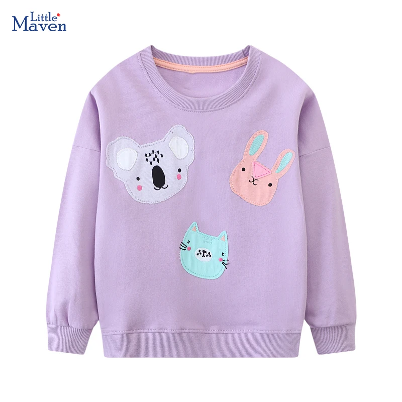 Little maven Baby Girls Hoodies for Kids Clothes Children\'s Clothing 2024 Autumn Spring New Cartoon Animals Infants Sweatshirts