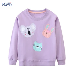 Little maven Baby Girls Hoodies for Kids Clothes Children's Clothing 2024 Autumn Spring New Cartoon Animals Infants Sweatshirts