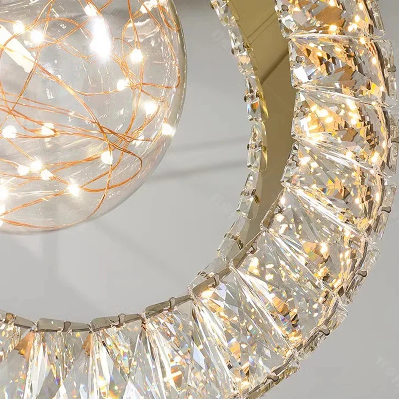 

Luxury Crystal Pendant Light for Living Room Dining - Home Decoration Chandelier Ceiling Lamp Indoor Lighting