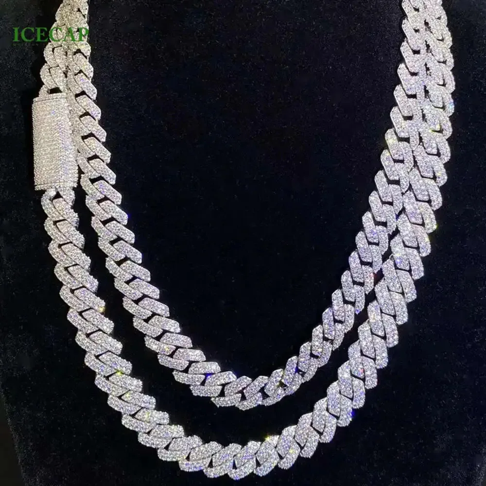

8mm 10mm 12mm 13mm Miami Cuban Link Chain Necklace 925 Silver Moissanite Diamond Men Necklace