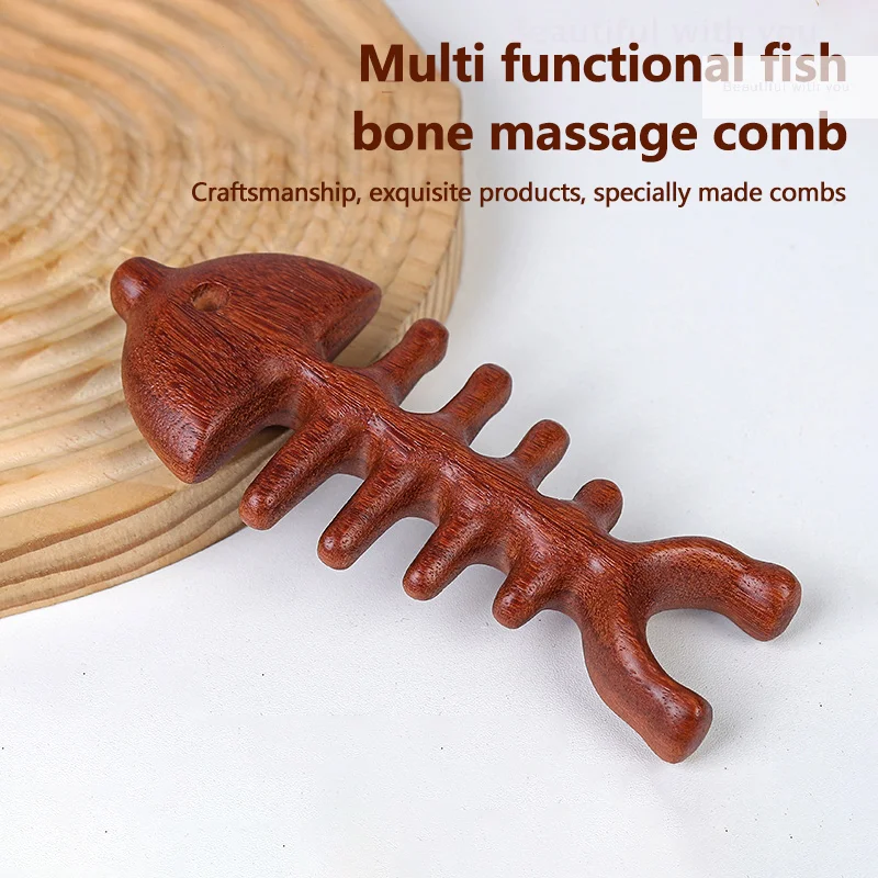 

Meridian Massage Comb Head Fish Bone Shape Massage Tool Copper Wood Massage Comb Blood Circulation Scraping Massager Anti-static