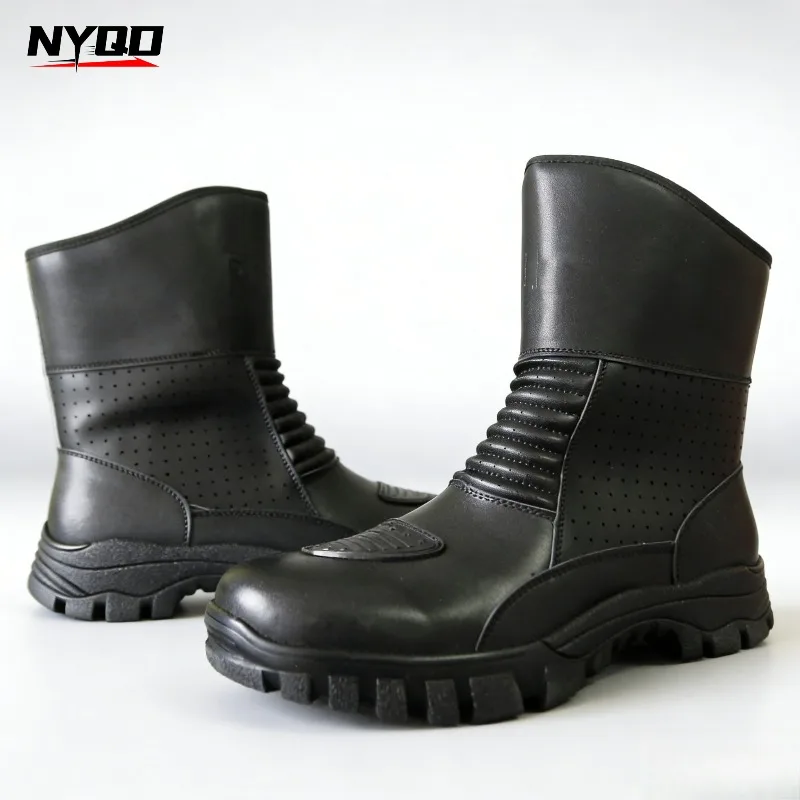 

Men Summer Breathable Motorcycle Riding Boots Anti-Slip Anti-Fall Motorbike Racing Shoes Comfortable Outdoor Protective Boots