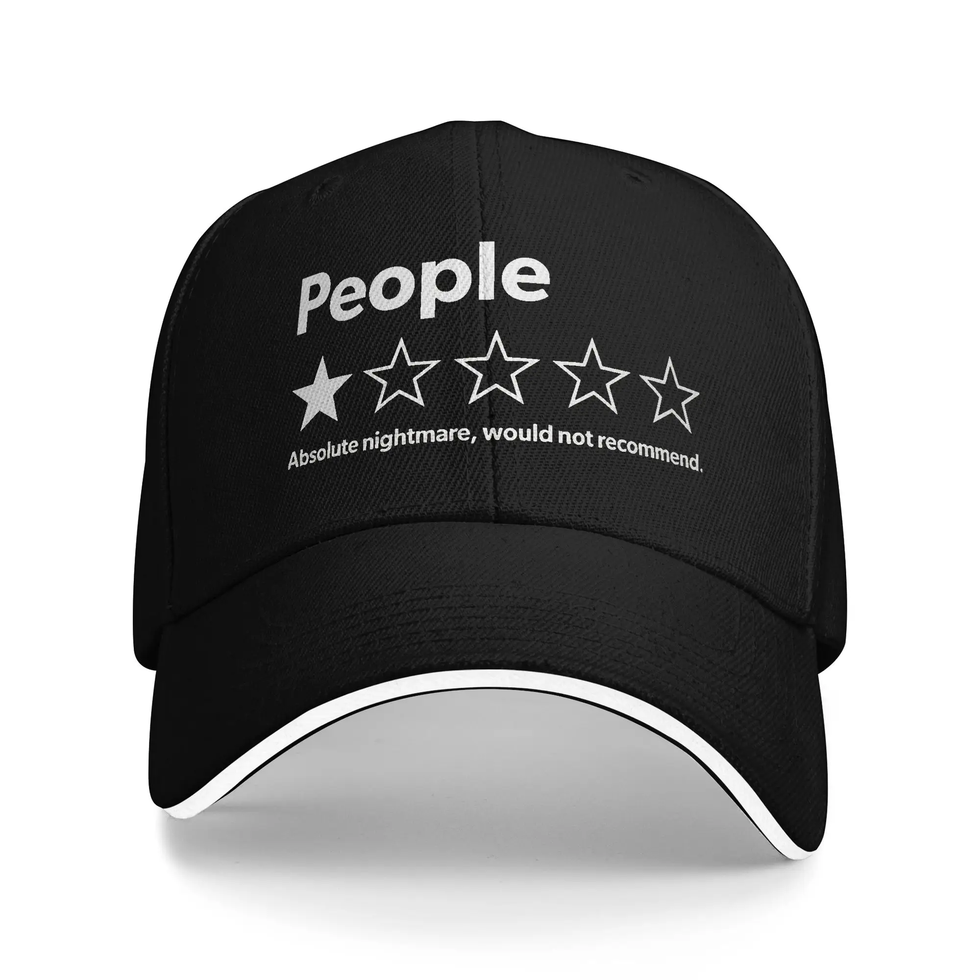Funny Review People One Star Rating  Baseball Caps Casual  Sandwich Caps for Men Women Adjustable Sun Hat Outdoor