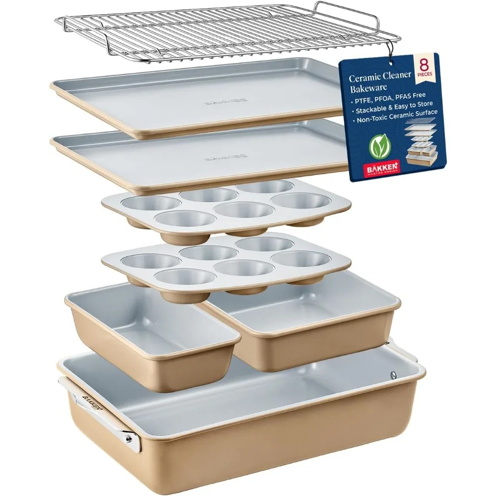 

Ceramic Non-Stick Coating, Baking Sheets, Assorted Baking Pans, PTFE, PFOA & PFOS Free