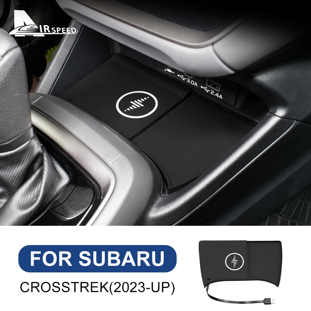 Bezprzewodowa ładowarka samochodowa do Subaru Crosstrek 2024 2025 2026 do iPhone'a, uchwyt do ładowania telefonu komórkowego z PVC, ładowanie bezprzewodowe 15W, RHD LHD