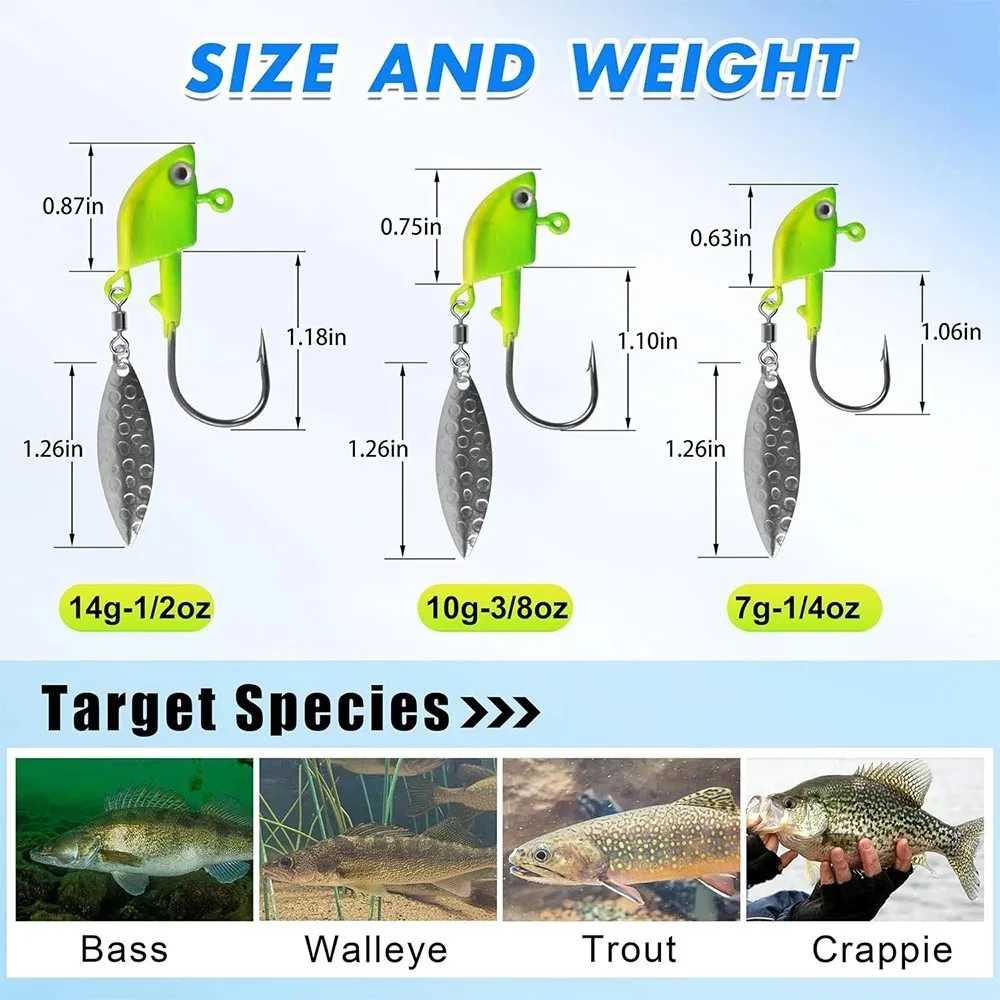 4 قطعة مجموعة رؤوس تهزهز داخلية لرؤوس تهزهز خطافات صيد السمك مع شفرة الصفصاف رأس تهزهز برأس دوار مرجح طُعم تهزهز لـ Crappie #2