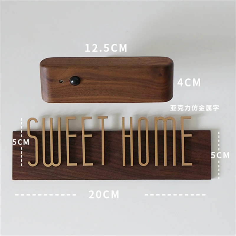 Black Walnut Wooden Door Plate Customized Personality Diy Retro Entrance Door Decoration Brand English Letter Plate Customized