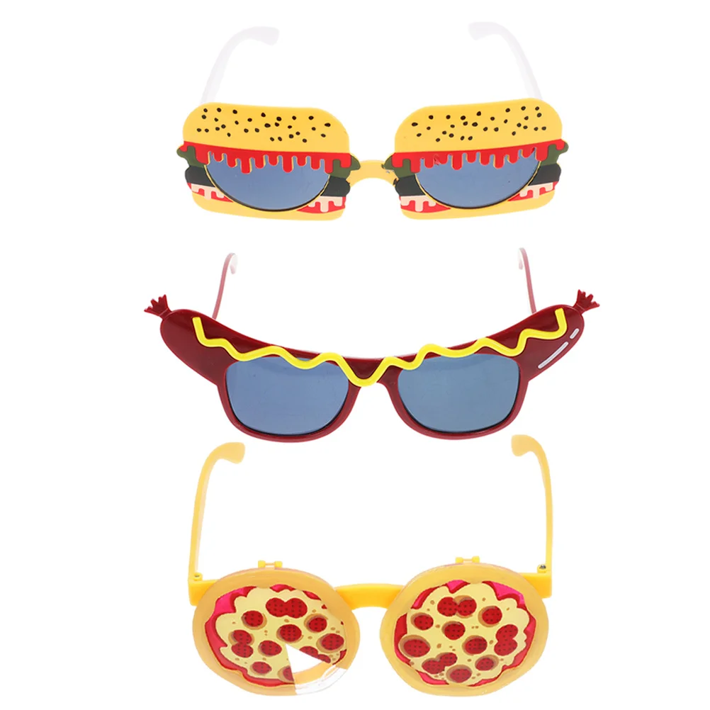 

3Pcs Hamburger Hot Dog Pizza Funny Glasses Party Sunglasses Fast Food Themed Masquerade Dance Makeup Luau Photo Props