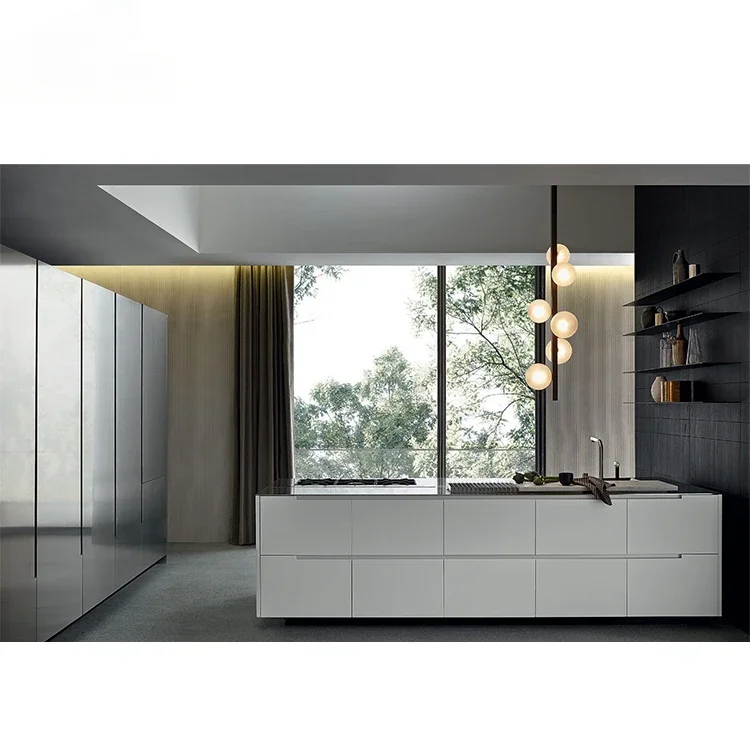 

Индивидуальный высококачественный белый современный кухонный шкаф из цельного дерева для виллы