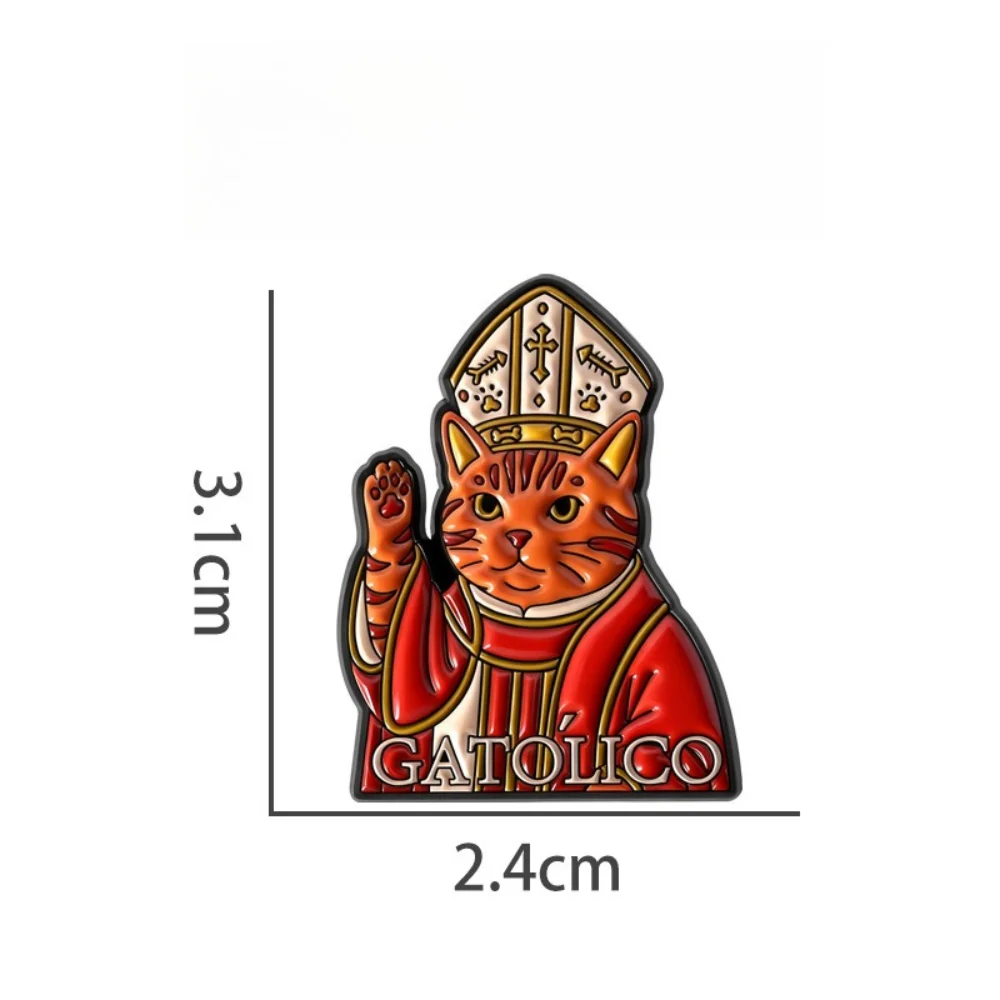 Fun Cat Bishop Brooch Text Game Meme Badge Personification Religious Style Backpack Clothes Decorative Pin