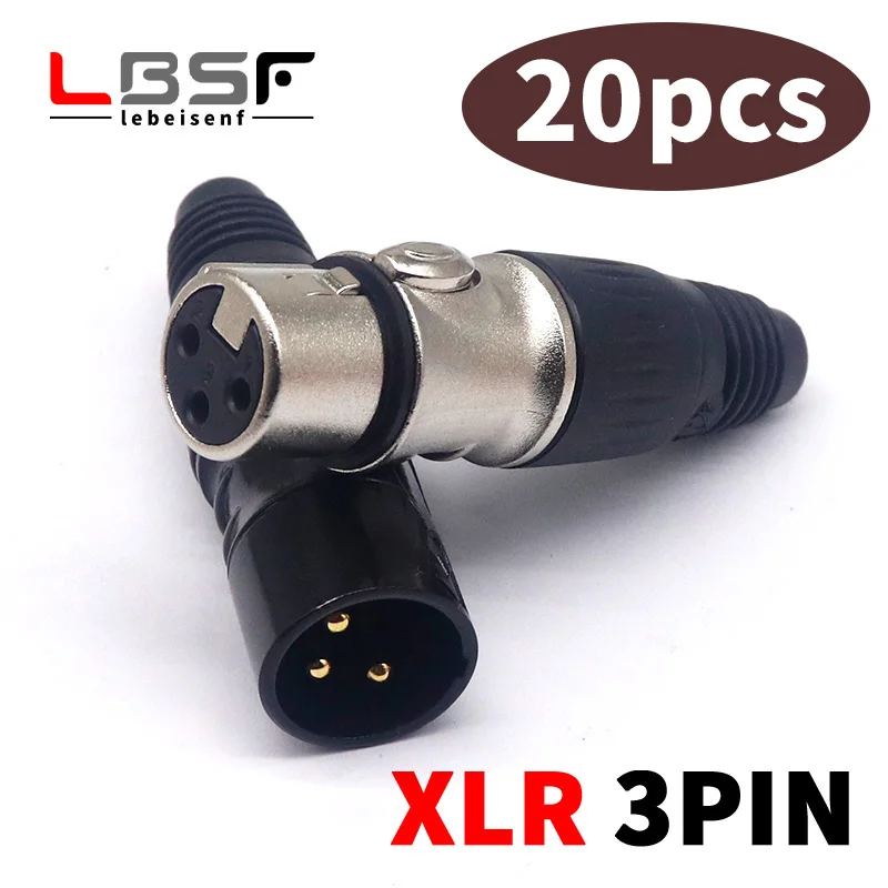 20 sztuk XLR 3Pin męski/żeński mikrofon kabel audio złącze wtykowe Cannon MIC zacisk kablowy czarny srebrny wtyczka mikrofonu