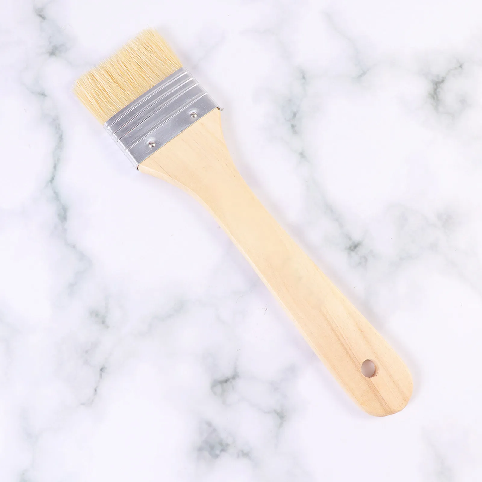 Natural Boar Bristle Painting Brush Set 2pcs for Oil Acrylic Art Large Area Wall Desk Painting Wooden Handle