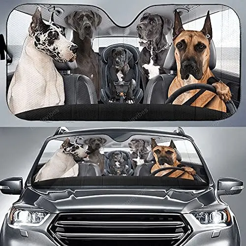 

Catholic Great dane Gang Driving Car Sunshade, Gift for Great dane Lovers Windshield Durable Material Auto Visor for UV Rays Sun