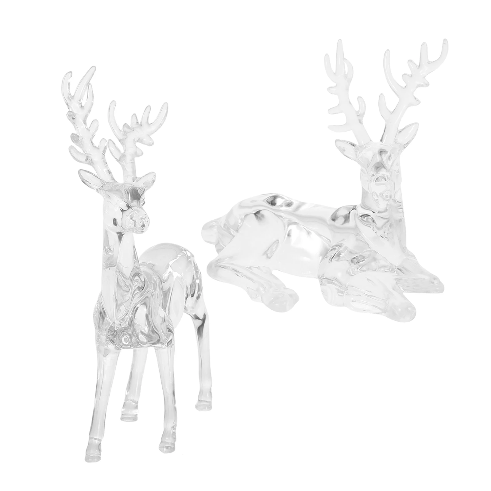 

2Pcs Reindeer Christmas Decor Christmas Reindeer Ornament Deer Figurines Sitting Standing Elk Statues Home Tabletop Collectibles