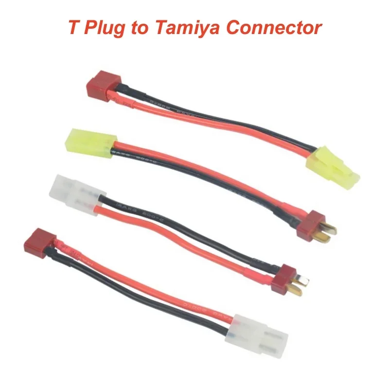 T Plug Female / Male to Mini Tamiya Male / Female Adapter RC Plug Cable 10cm 14AWG 16AWG For RC  FPV Drone Accessories Parts