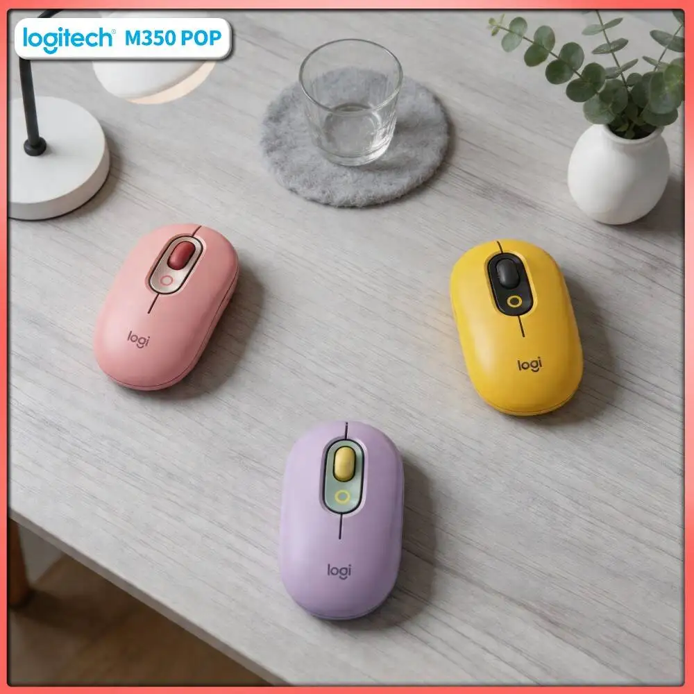 Logitech M350 POP Wireless Mouse Dual-Mode Bluetooth 2.4GHz Silent Click 18-Month Battery for Lake Trip Camping Workstation Use