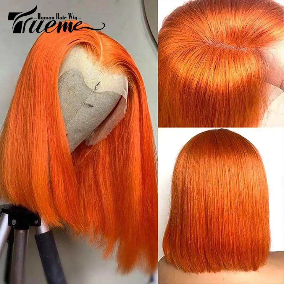 Ombre Ginger Wig Orange Bob Lace Front Human Hair Wigs For Women Colored Short Brazilian Transparent Lace Bob Human Hair Wig