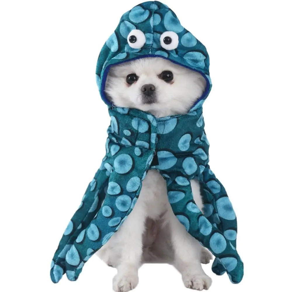 

Creative Pet Transformation Outfit Blue Octopus Shape Halloween Pet Clothes Polyester Funny Dog Cosplay Costume