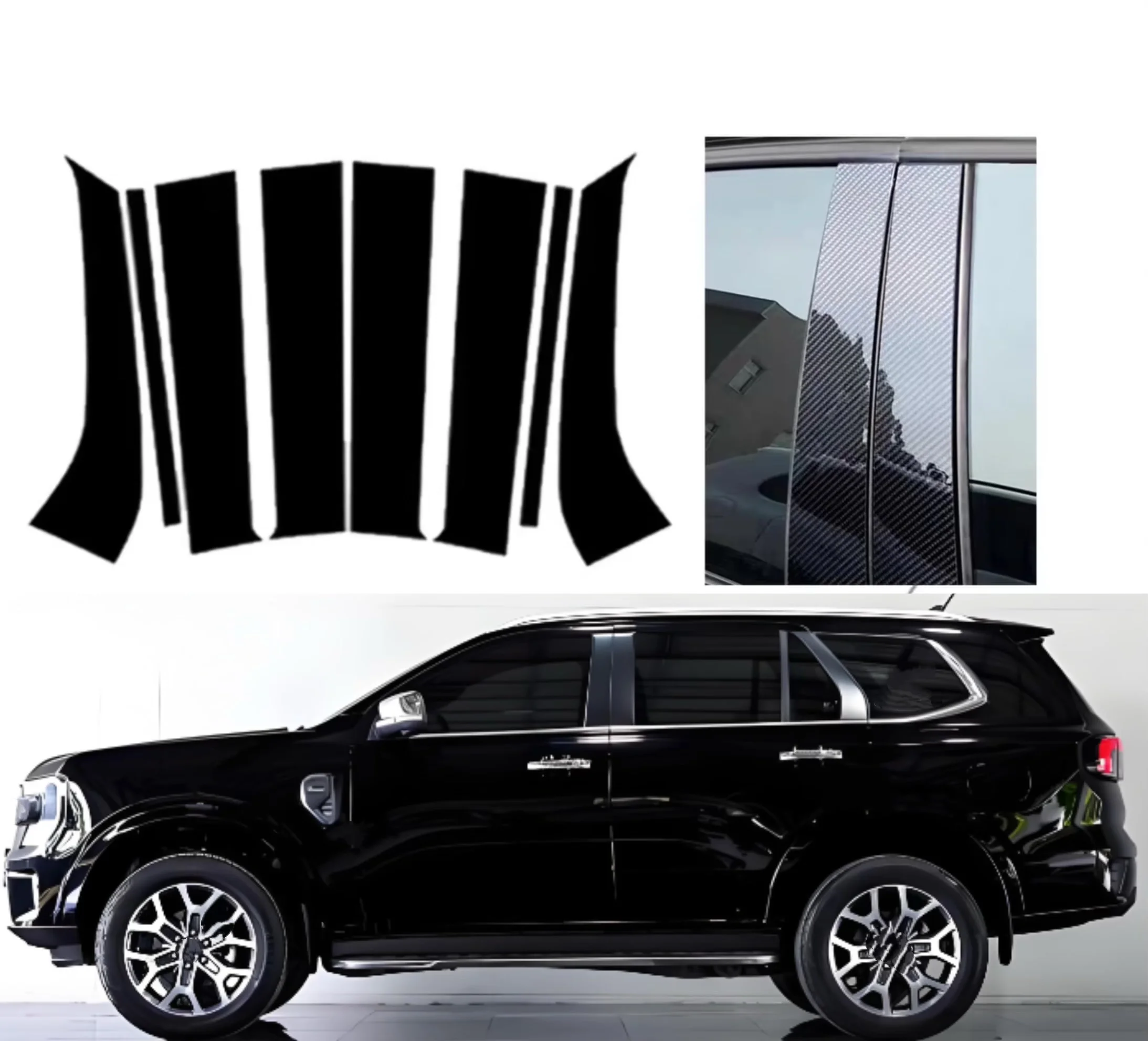 

Глянцевая черная стойка на стойку для Ford Everest U704 UB 2023-2025, центральная стойка двери автомобиля, средняя колонна B C, накладка на зеркальный эффект
