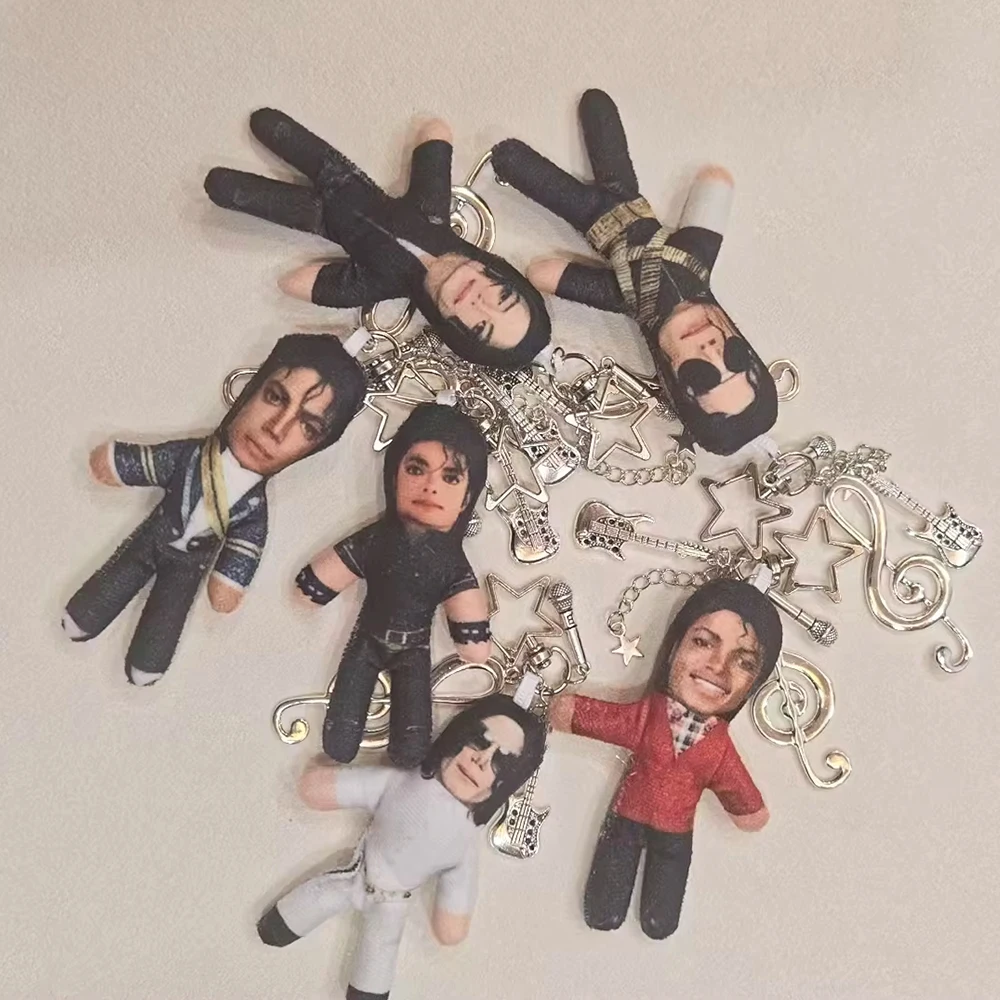 Michael Jackson Cloth Doll Keychain Mini Figure Key Ring Music Star Bag Pendant Backpack Charm Fans Collectible Gift