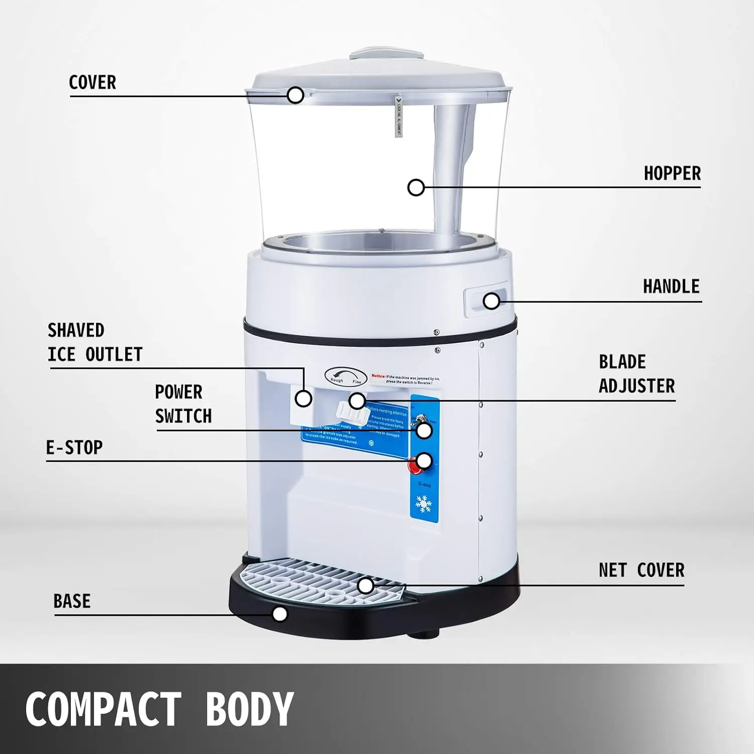 110V Commercial Ice Shaver Crusher 1100LBS/H with 17.6 LBS Hopper, 350W Tabletop Electric Snow Cone Maker 320 RPM Rotate Speed P