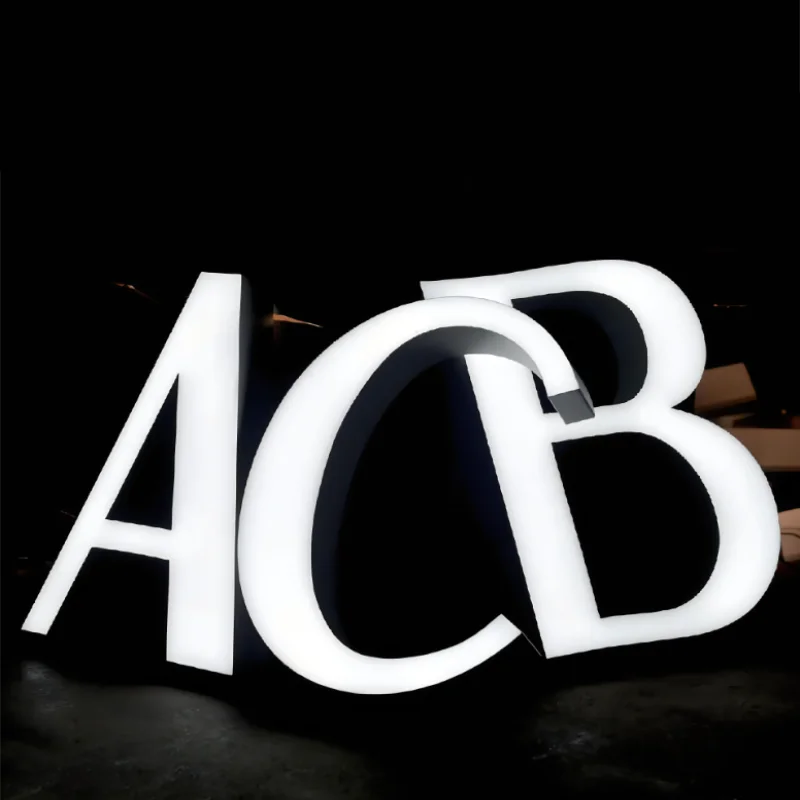 علامة حروف راتنج LED خارجية مخصصة ، علامة مضيئة لشعار الشركة ، لافتة حروف مضيئة بإضاءة أكريليك باسم المتجر