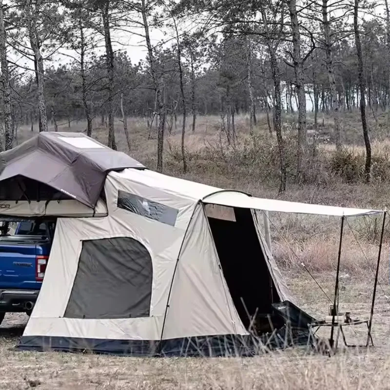 Изготовленная на заказ быстрая установка, водонепроницаемая палатка на крыше автомобиля, удлиненный навес для укрытия, открытый кемпинг, большой пространственный боковой автомобильный тент, палатка