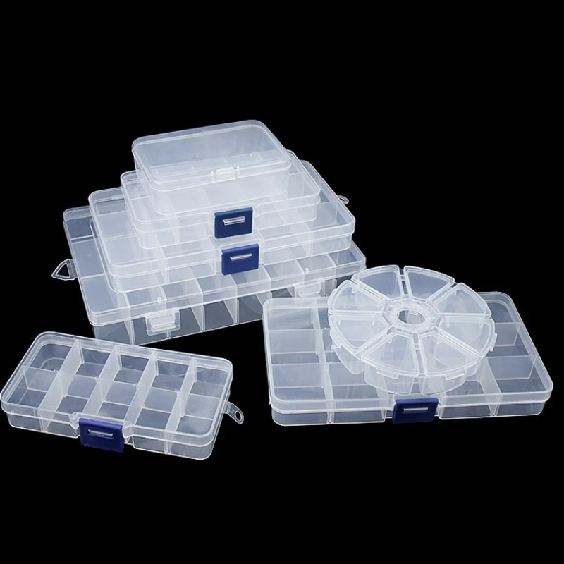 Transparent Plastic Storage Box Removable/Fixed Non-removable Dividers Storage Case For DIY Crafts Earing Jewelry Storage Case