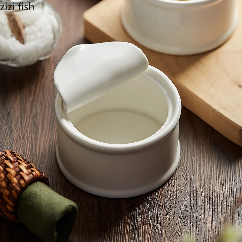 Canned Shape Ceramic Pudding Dessert Bowl Specialty Sauce Bowls Soup Basins Home Kitchen Solid Color Cutlery Bread Dessert Plate