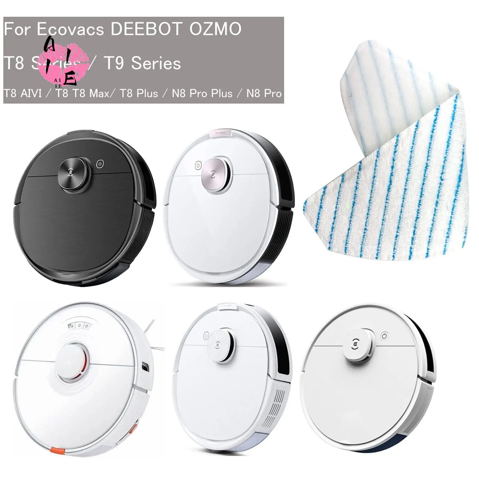 A11E-20Pcs Mop Cloths Mop Pads For ECOVACS DEEBOT OZMO T8 AIVI T8 Max N8 N8pro N8pro+ T9 Power Max Vacuum Cleaner Accessories