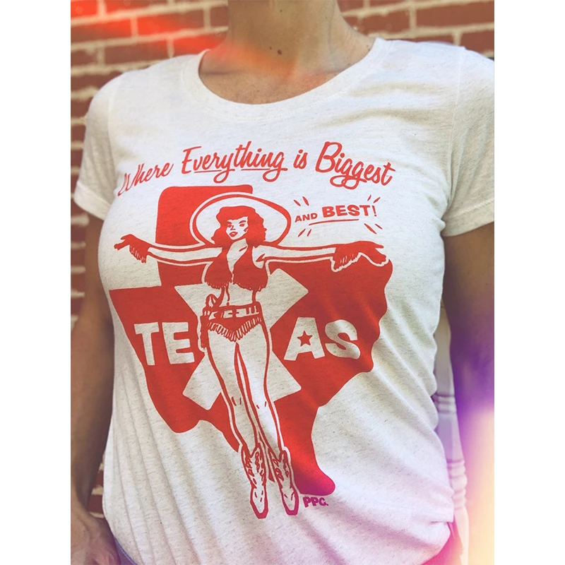 Hillbilly Texas Vintage Cowgirl drukuj Funny Tshirt kobieta biała bawełniana koszulka z krótkim rękawem koszulki z nadrukami Plus rozmiar zachodnia