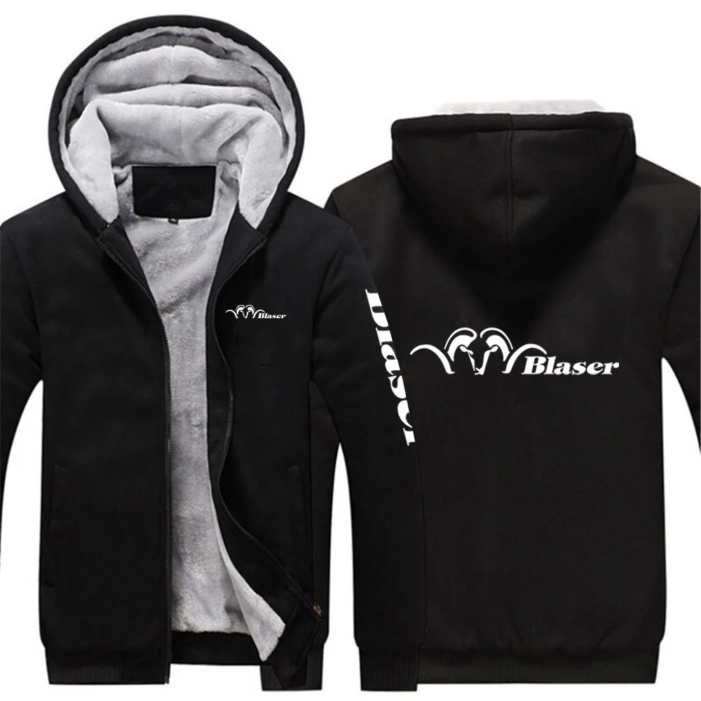 2024 Blaser Hunt Rifle New Printing Men Breathable Solid Color Thick Warm Autumn and Winter Hoodies Zipper Sweatshirt Tops