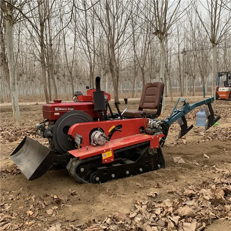 Tilling Ridging Compacting Home-use Soil-turning and Loosening Crawler-type 4WD Micro-tiller Agricultural Plow