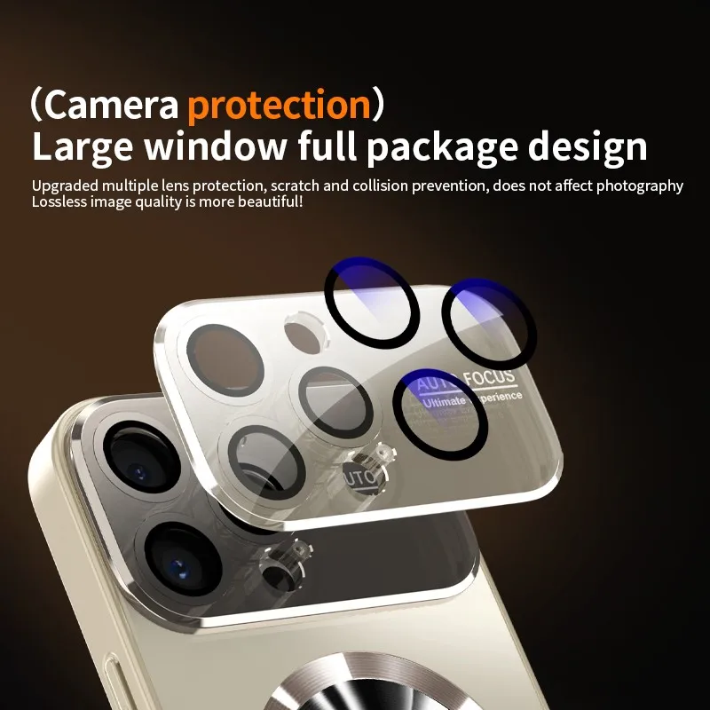 Funda de lujo mate de metal titanio para iPhone 17 16 15 14 13 12 Pro Max Plus, compatible con Magsafe, con protección de cámara de vidrio 3