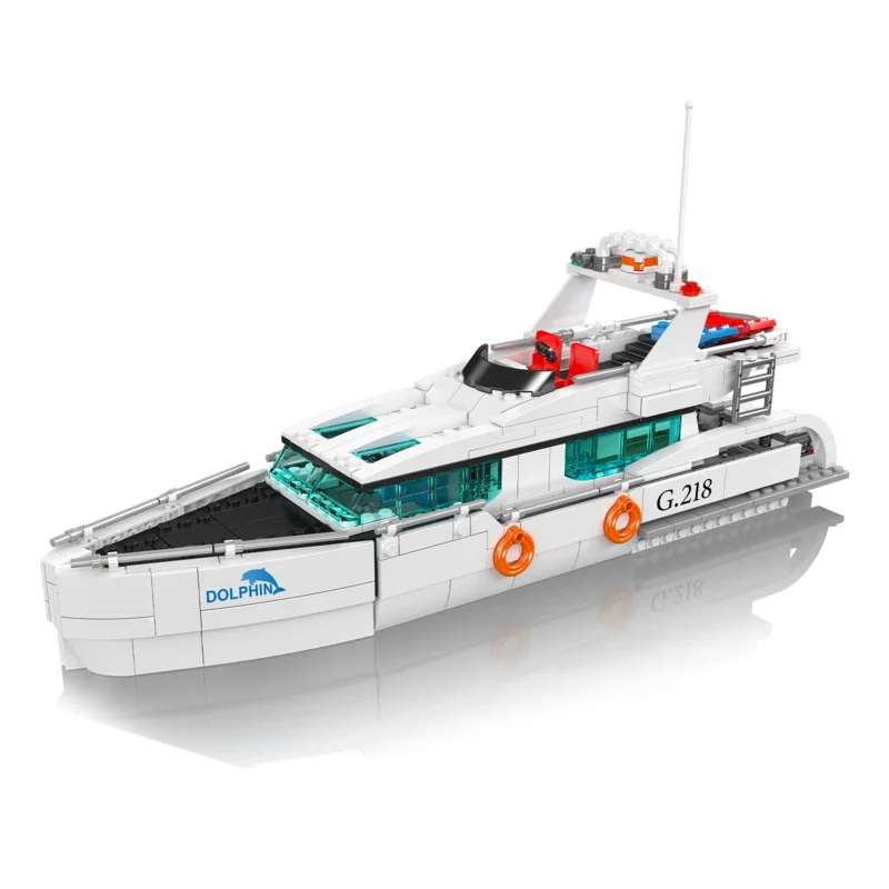 MOULDKING – ensemble de blocs de construction de maquettes de Yacht/bateau de pêche, Kit d'assemblage de briques techniques éducatives, cadeau pour enfants 10185 10218