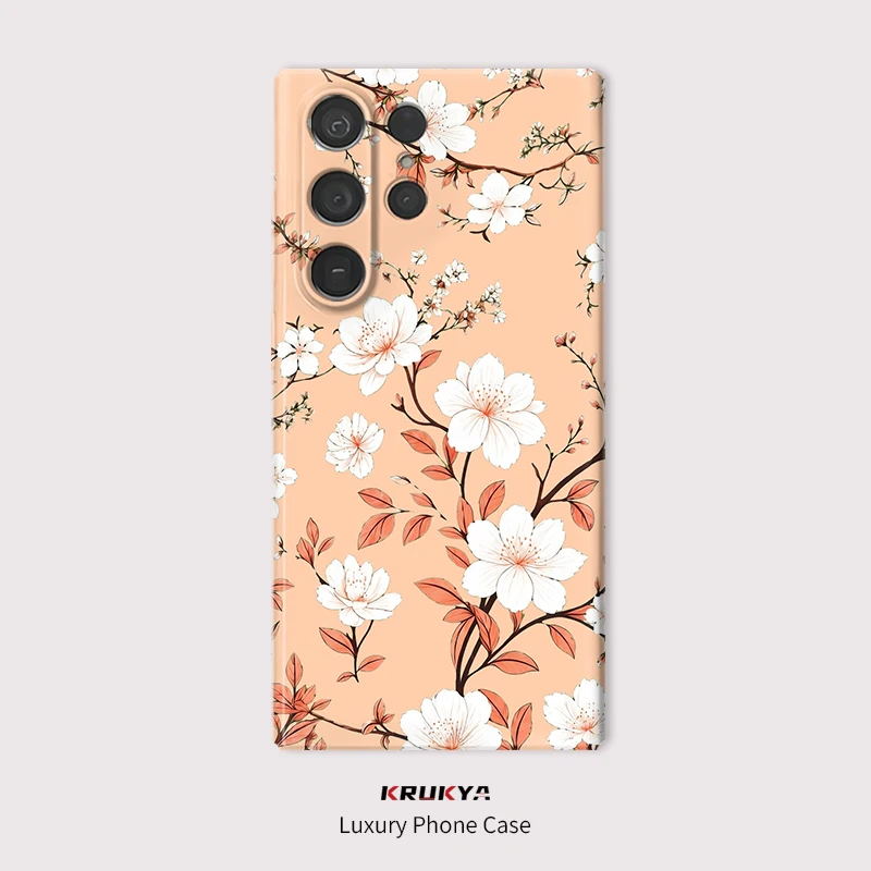 Luxury Flower Print Phone Case For Samsung Galaxy S24 S26+ S26 Ultra S25 S23 Plus S20 FE S21 S22 Matte Protective Back Capa