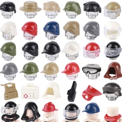 Peaked Cap Building Blocks City SWAT Soldiers Figures Ski Hat Diving Equipment  Fireman Helmet Accessories Scarf Bricks Toys