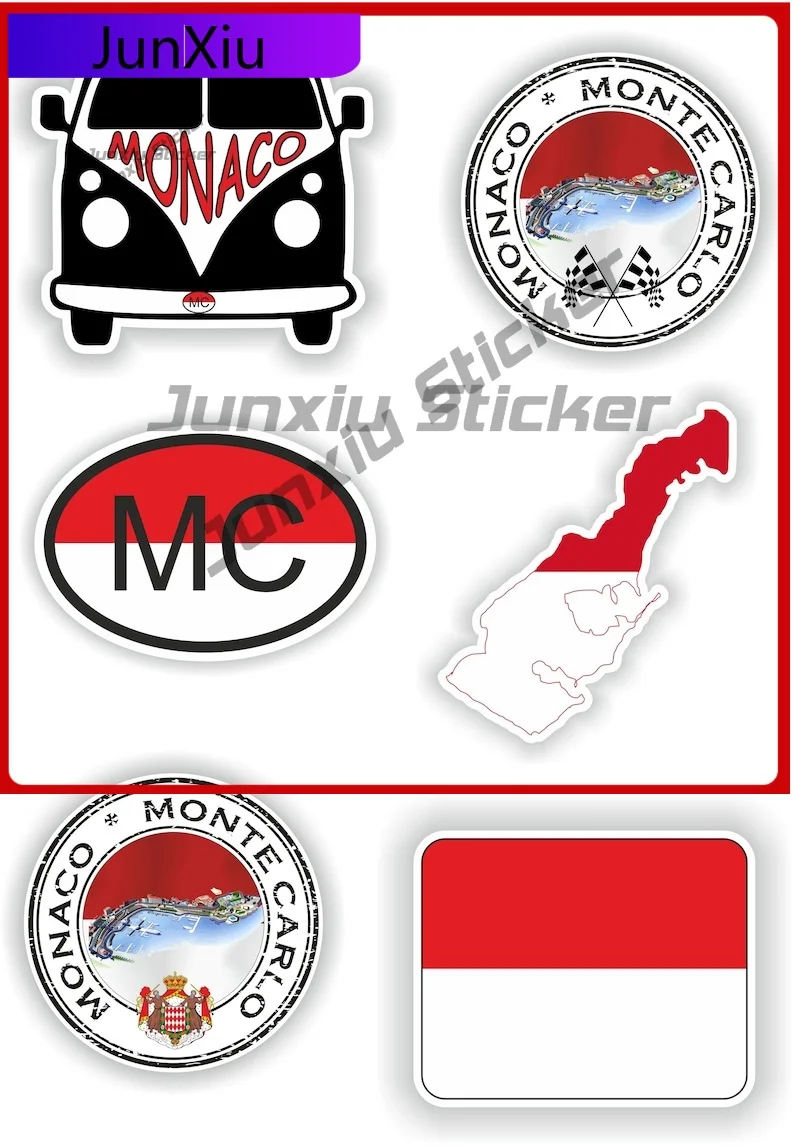 

Monaco Flag Vinyl Decals A Set Of Six Pieces Stickers Camping Sticker For Car Accessories And Decals Bycicle V 125 Motorcycle