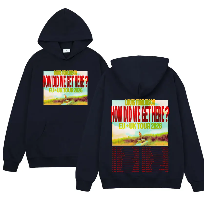

Худи Y2K в стиле рэпера Луиса Томлинсона с надписью "How Did We Get Here Tour", унисекс, повседневная модная толстовка с длинными рукавами, уютный пуловер в стиле хип-хоп, уличная одежда