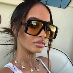 Irregularity Square Sunglasses Women Fashion Brand Oversized Yellow Sun Glasses Female Vintage Rivet Gradient Eyewear Oculos