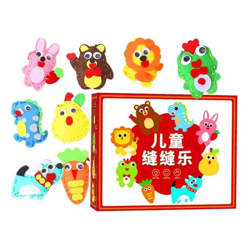 

Cartoon Animals Sewing Kit DIY Felt Craft Kit Gifts for Beginner Kids Educational Art Supplies